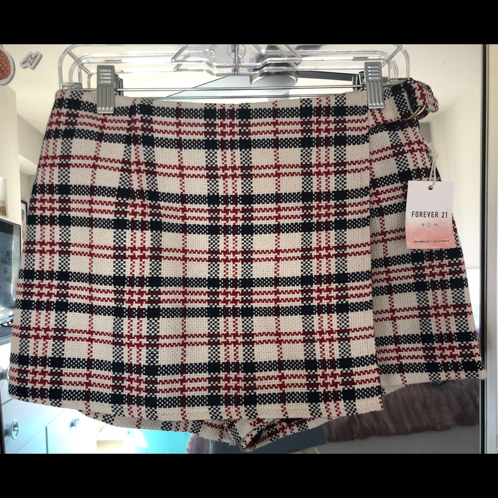 Forever 21 Wrap Front Plaid Skort